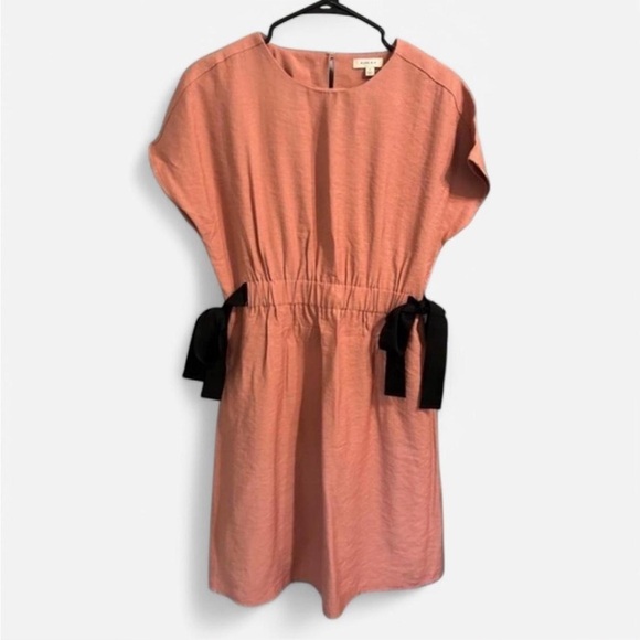 Gilli Mauve Pink Cinched Waist Black Bows A-Line Dress SMALL - Picture 1 of 6